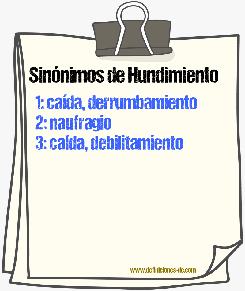 Sinnimos de hundimiento