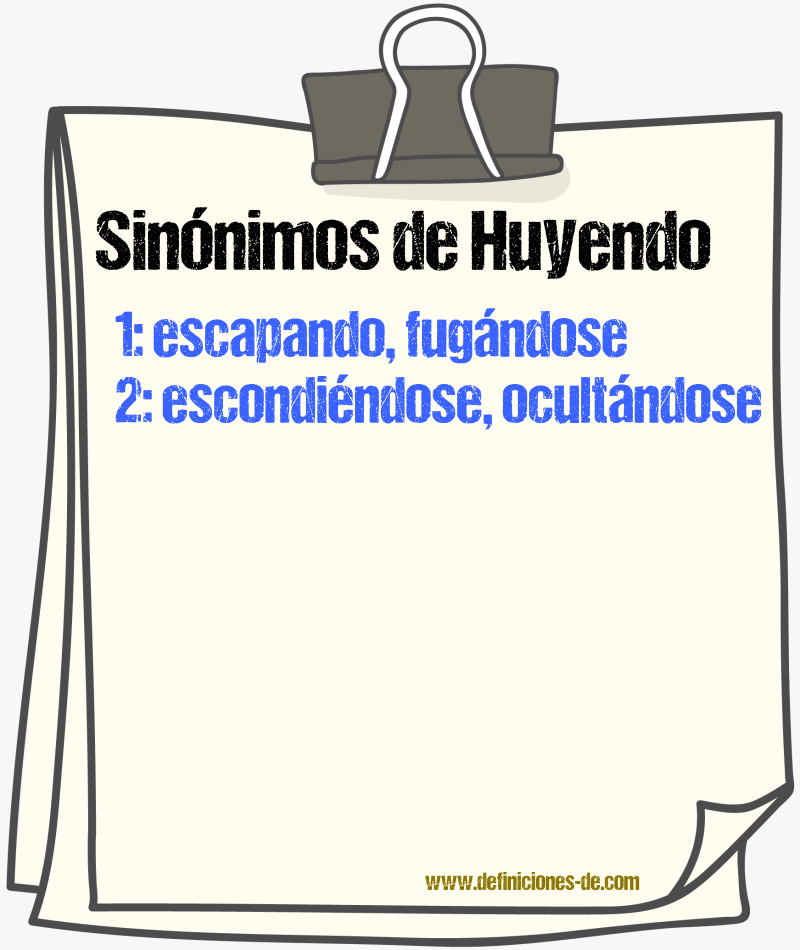 Sinónimos de huyendo