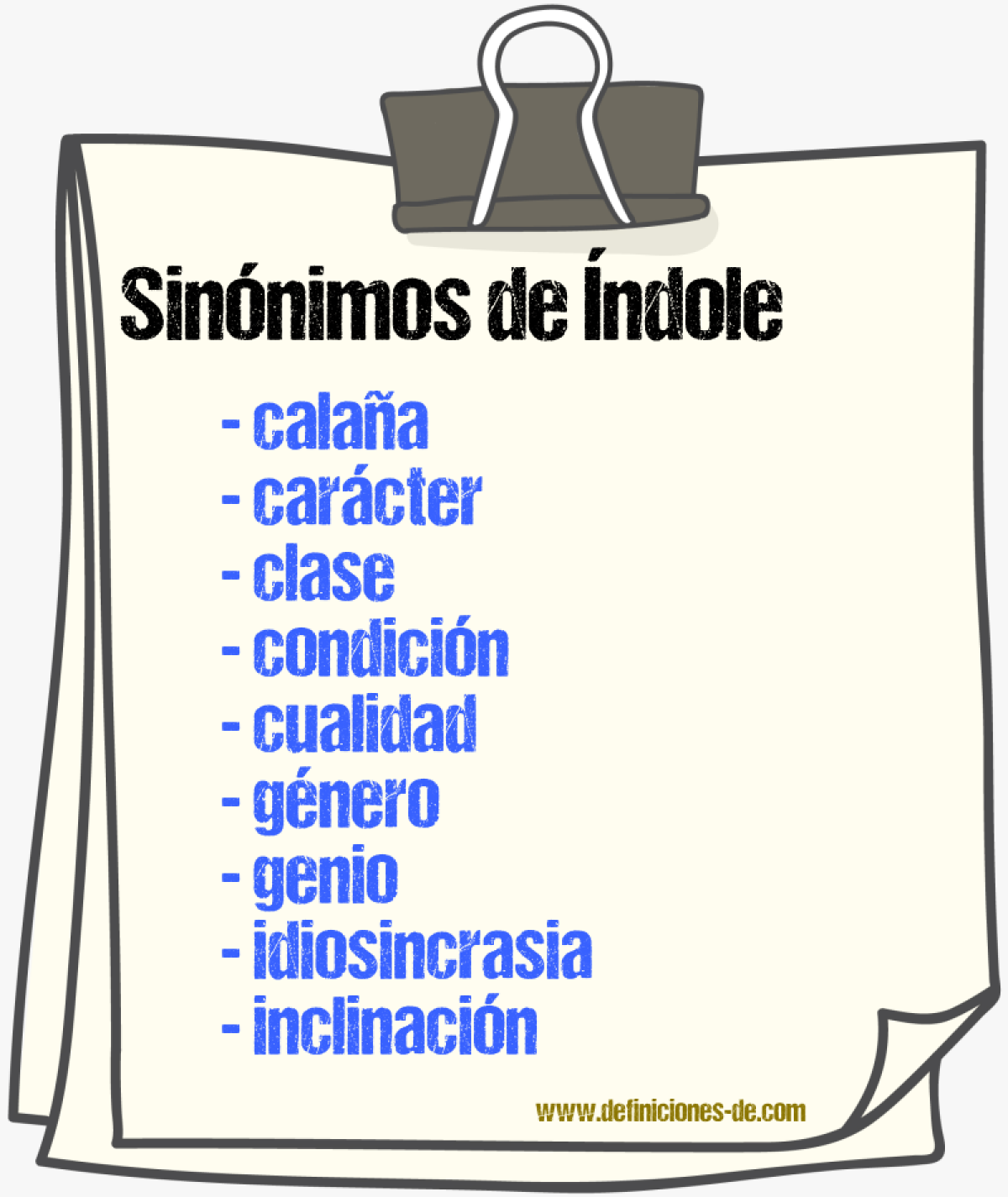 Sinnimos de ndole