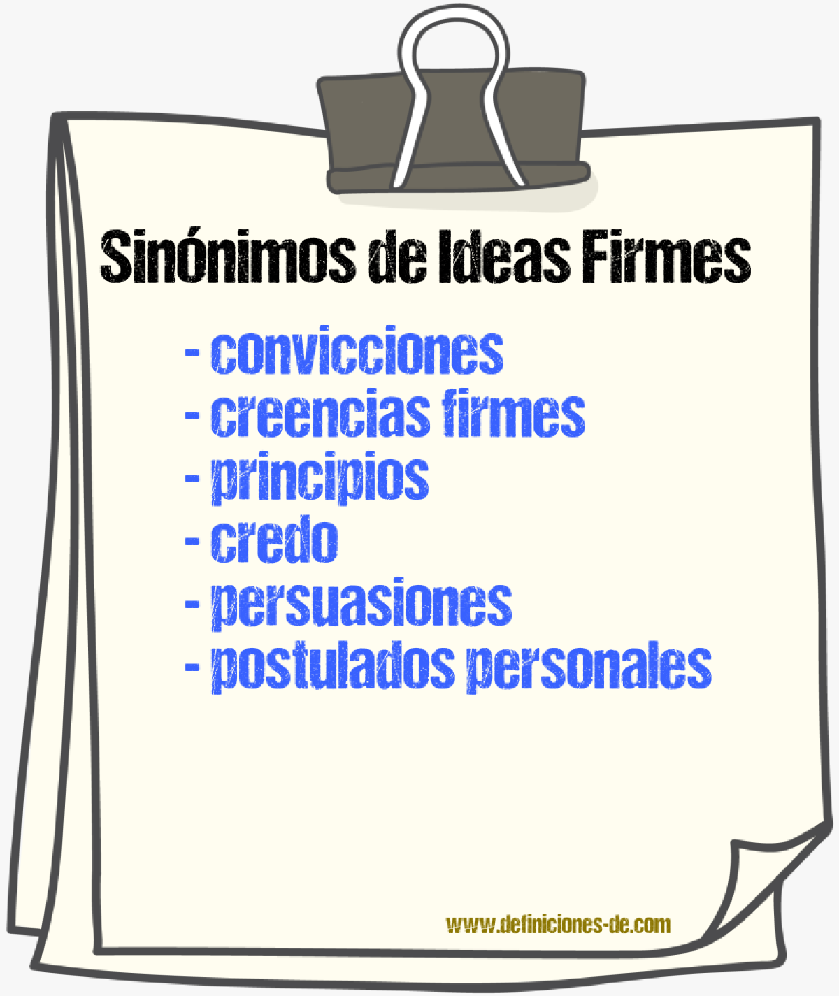 Sinónimos de ideas firmes