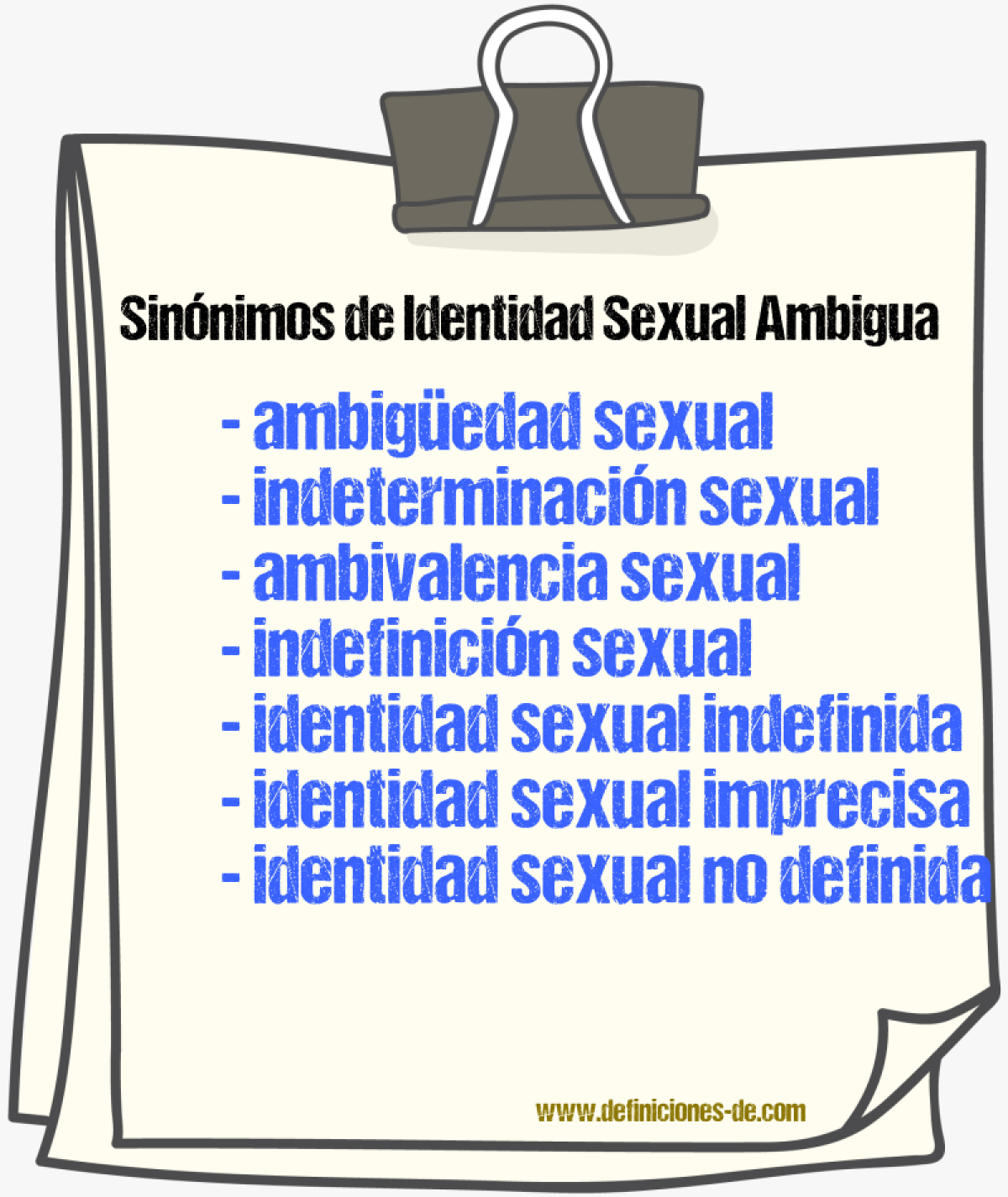 Sinónimos de identidad sexual ambigua
