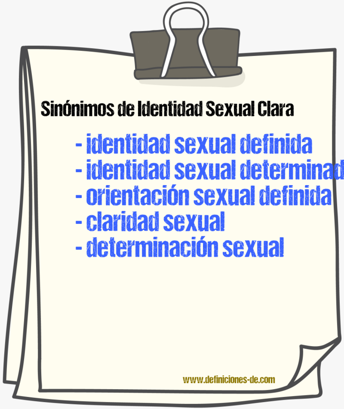 Sinónimos de identidad sexual clara