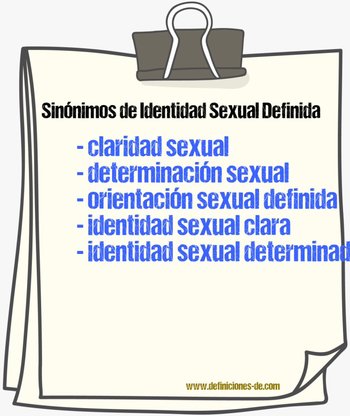 Sinónimos de identidad sexual definida