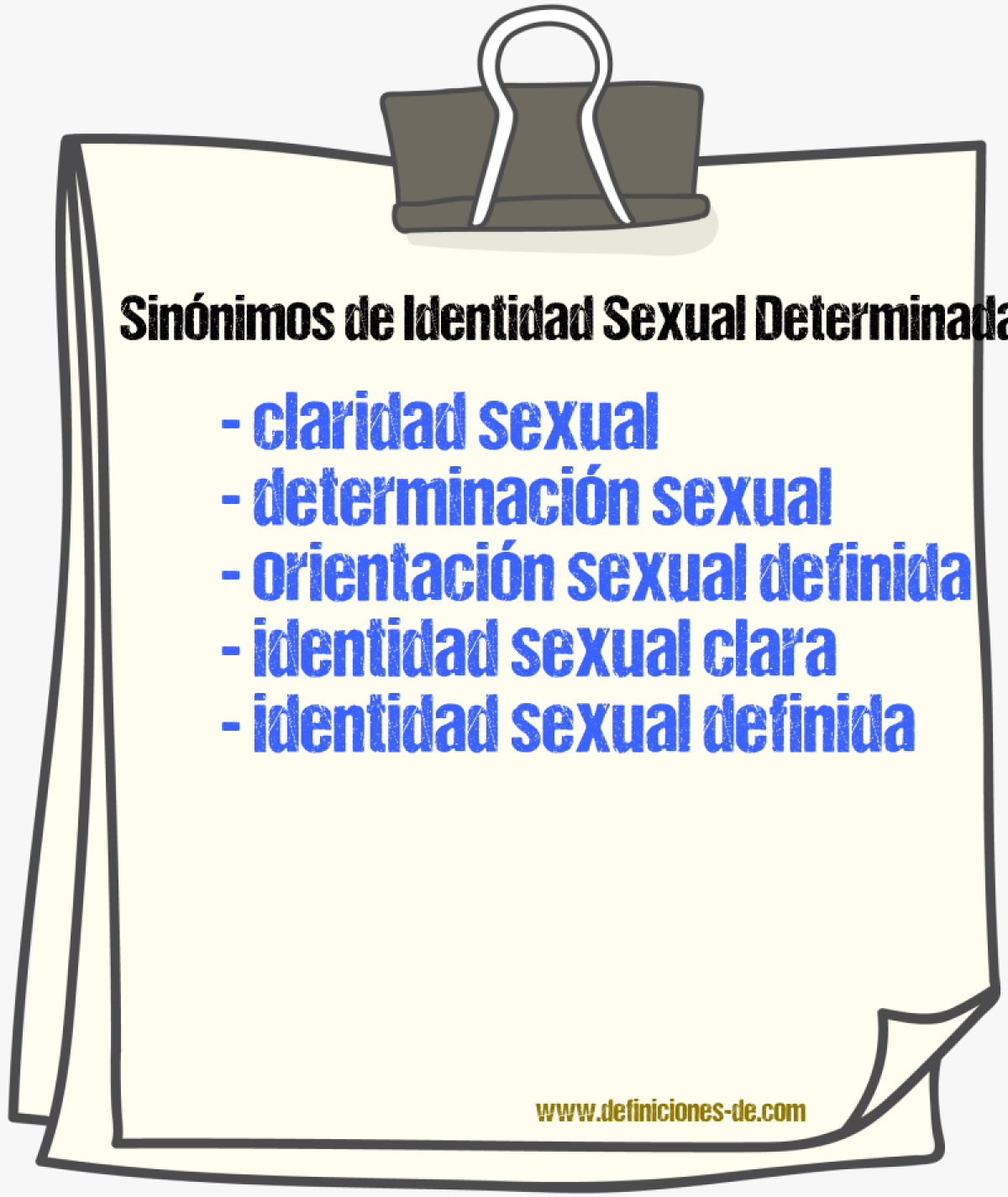 Sinónimos de identidad sexual determinada