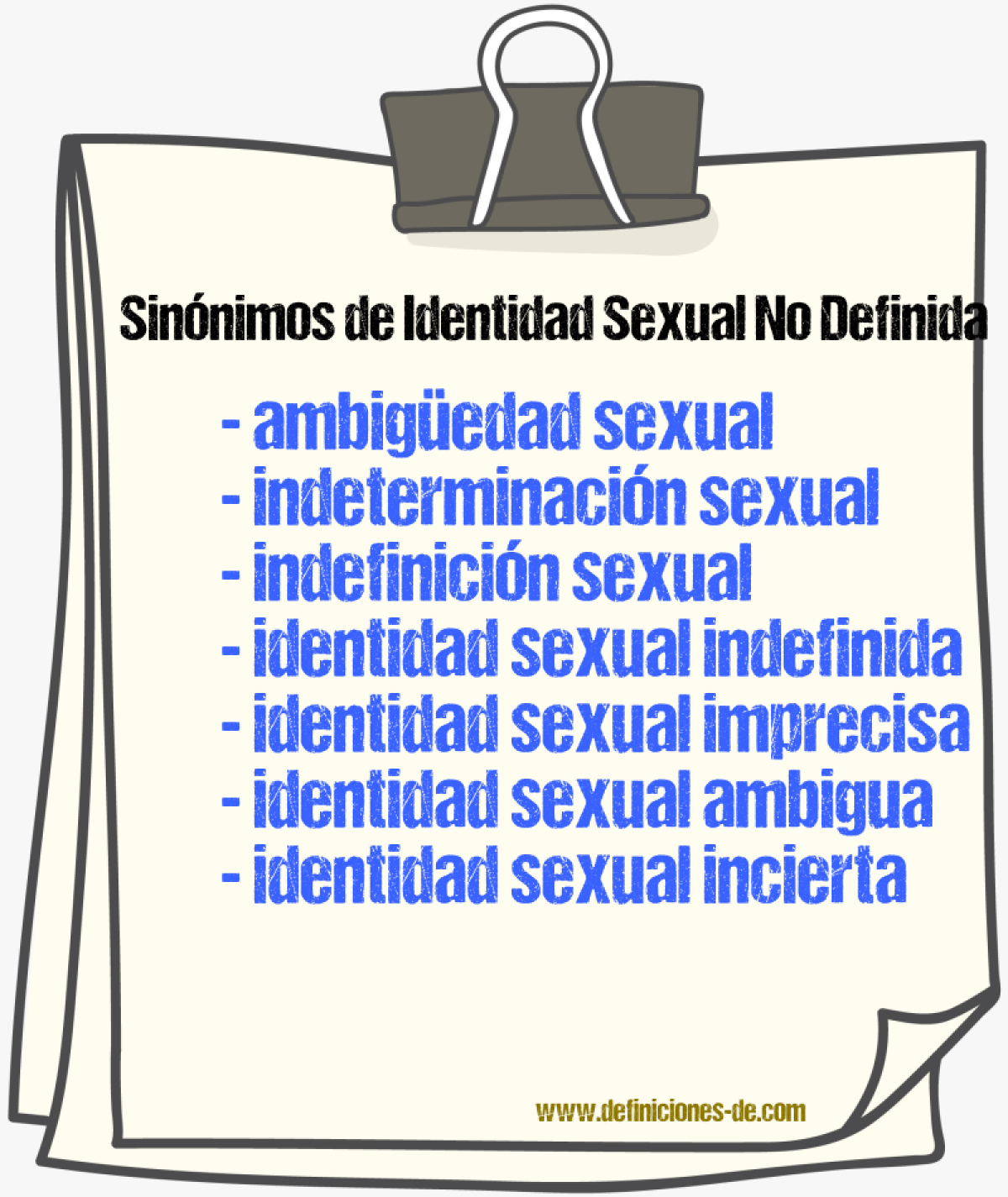 Sinónimos de identidad sexual no definida