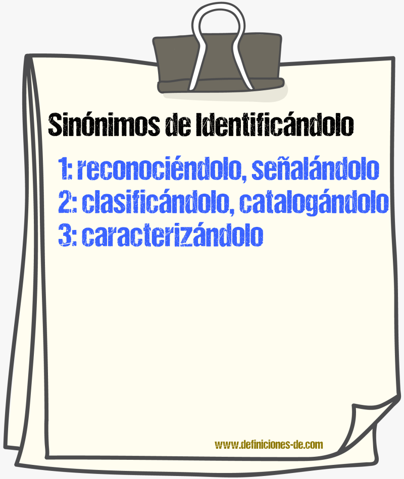 Sinónimos de identificándolo
