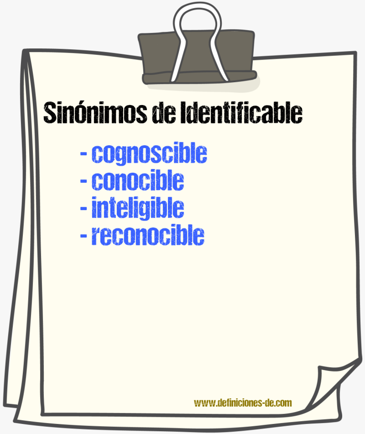 Sinnimos de identificable