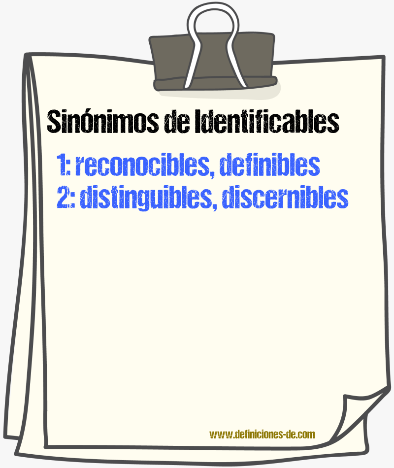 Sinónimos de identificables