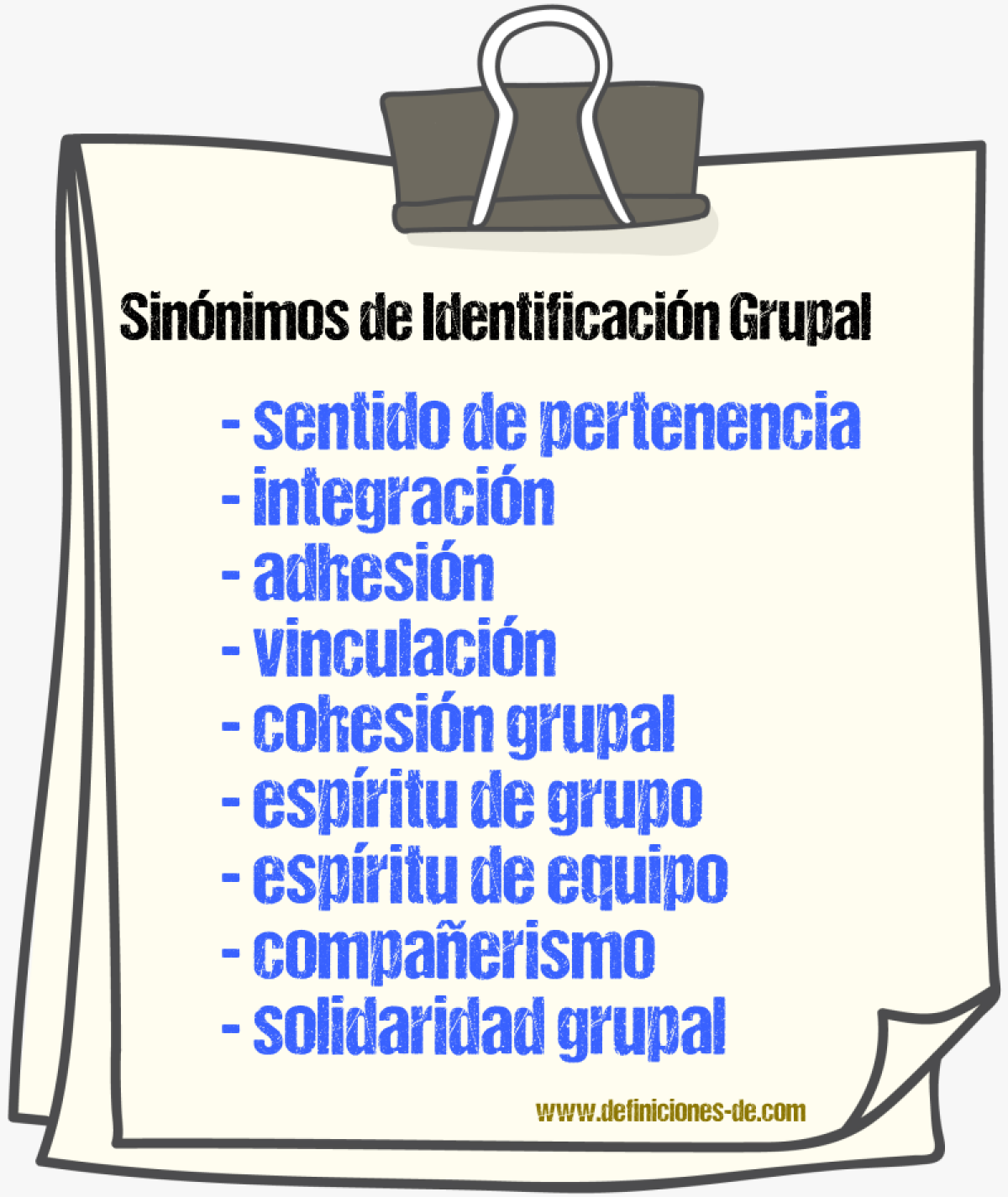 Sinónimos de identificación grupal