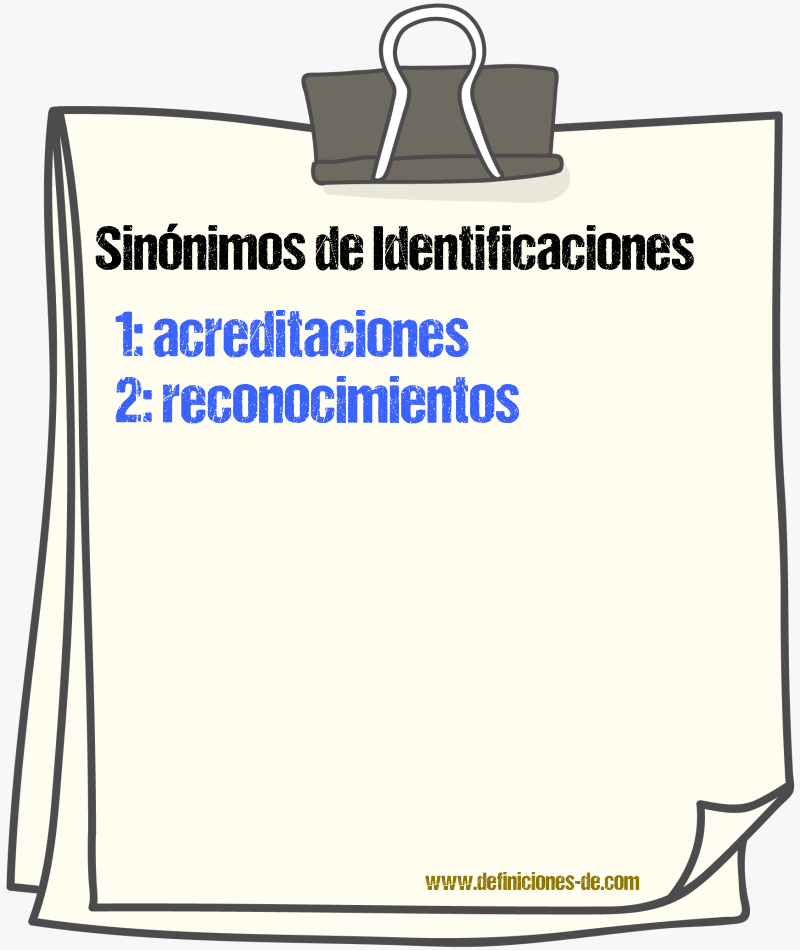 Sinónimos de identificaciones