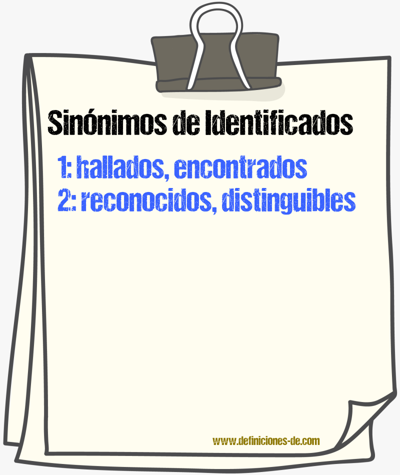 Sinónimos de identificados