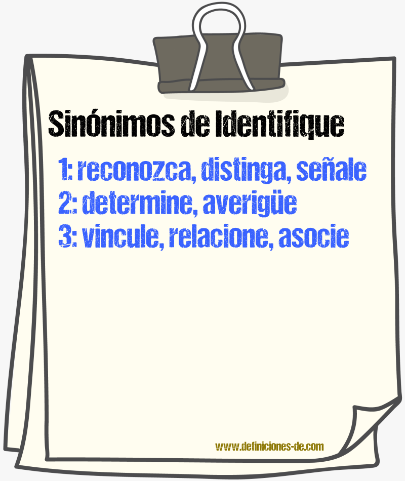 Sinónimos de identifique