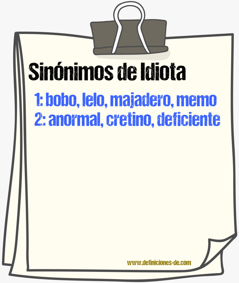 Sinnimos de idiota