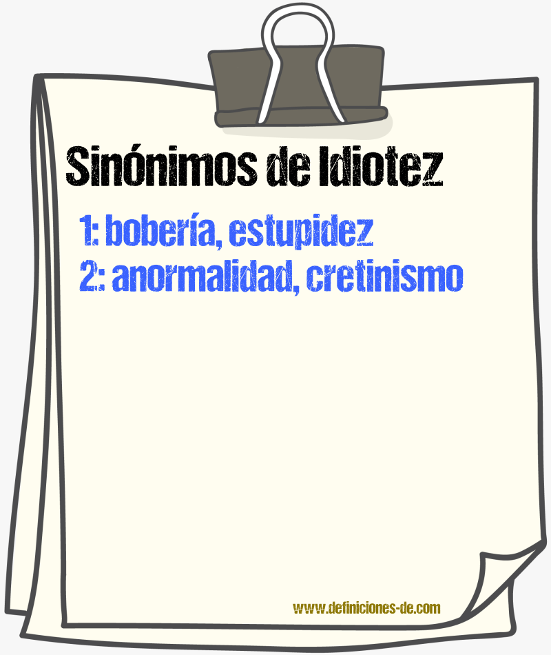 Sinnimos de idiotez