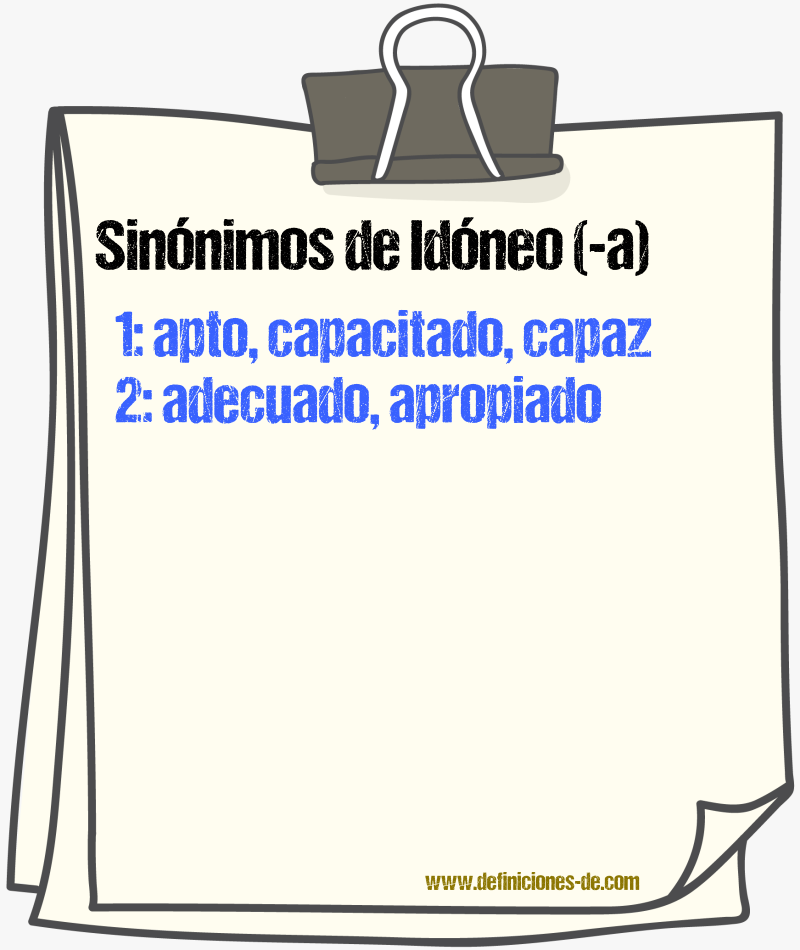 Sinnimos de idneo