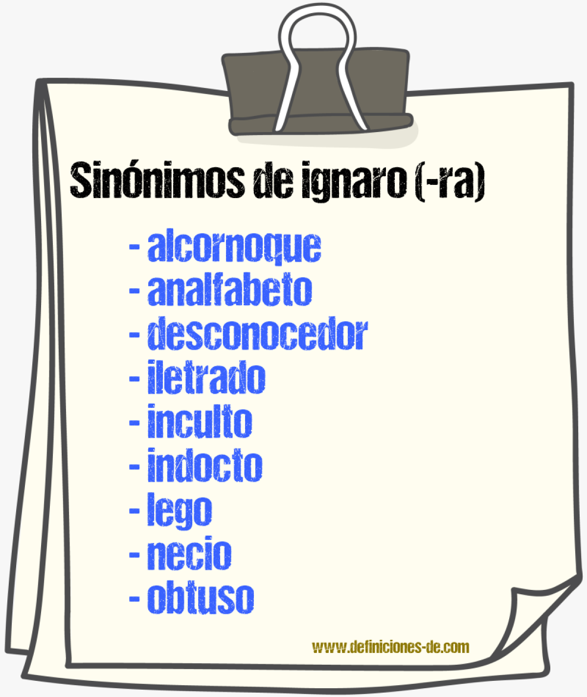 Sinnimos de ignaro