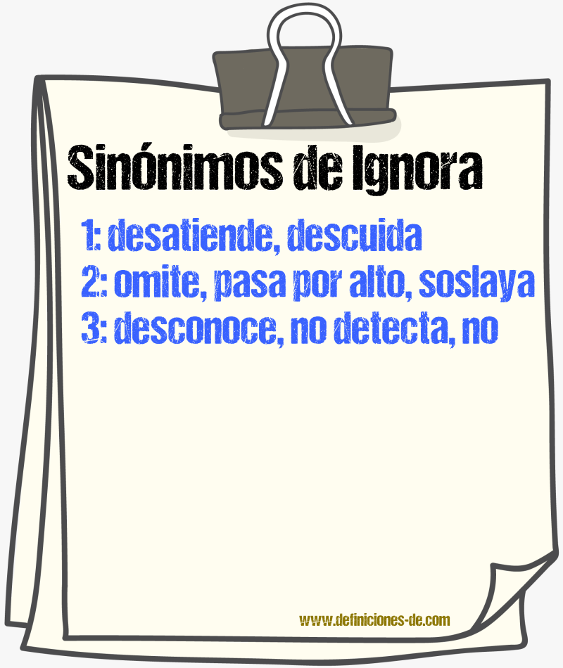 Sinónimos de ignora