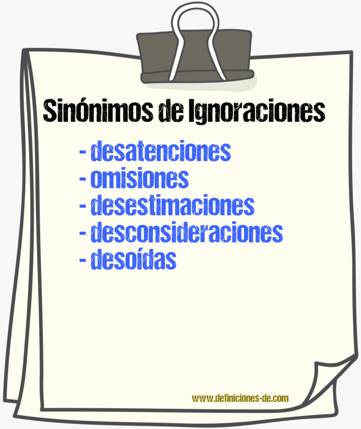 Sinónimos de ignoraciones