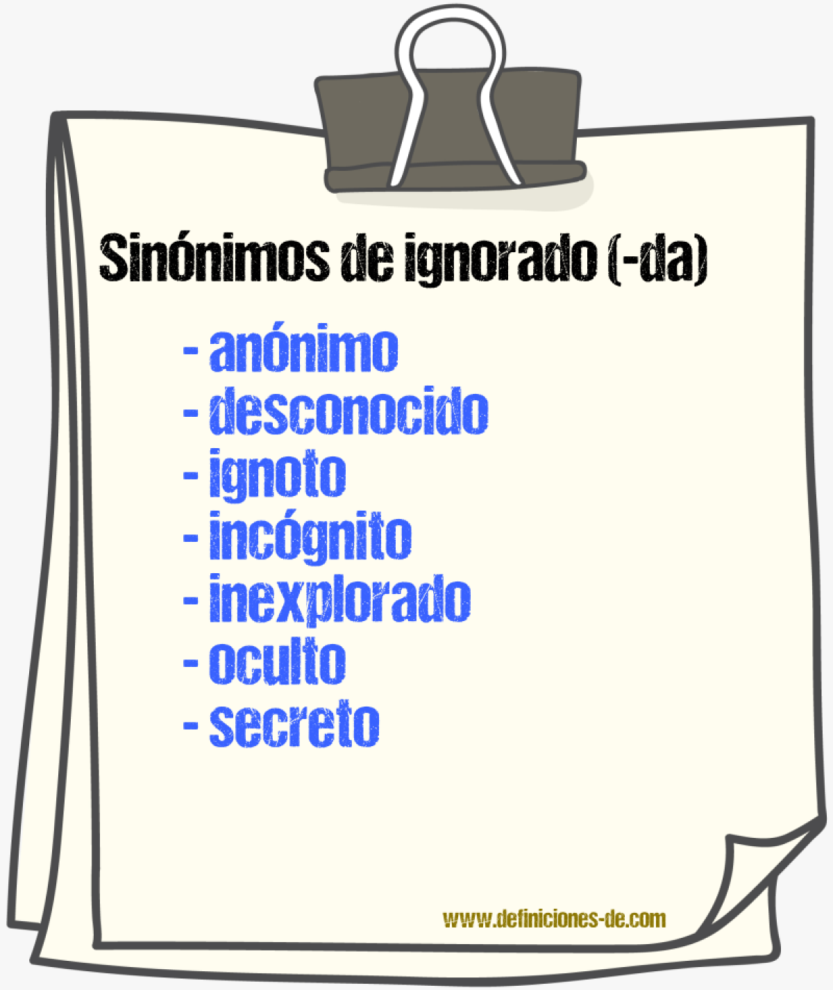 Sinnimos de ignorado