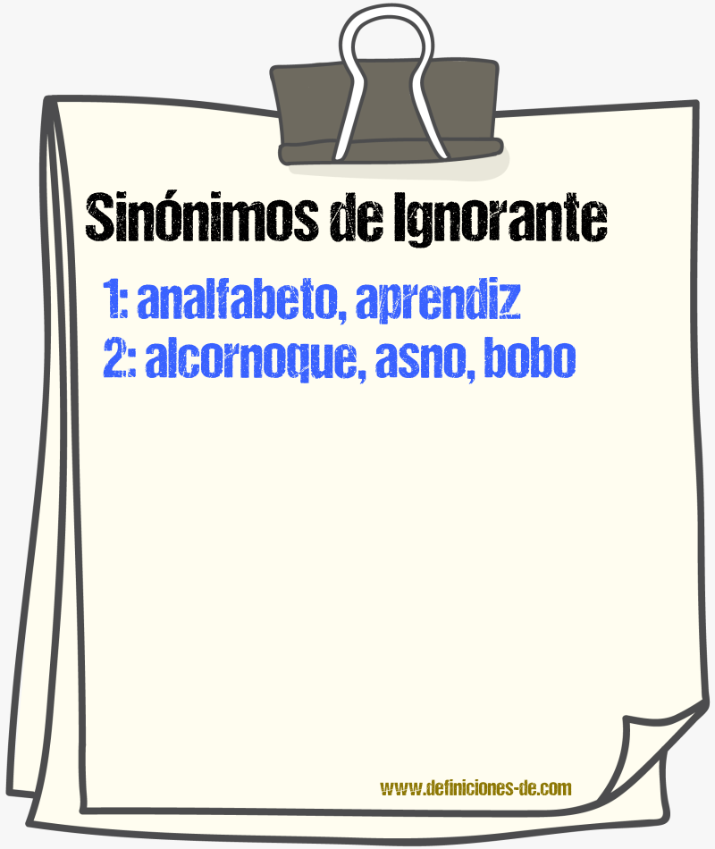 Sinnimos de ignorante