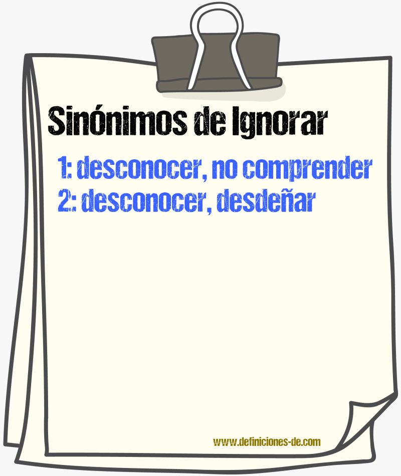 Sinnimos de ignorar