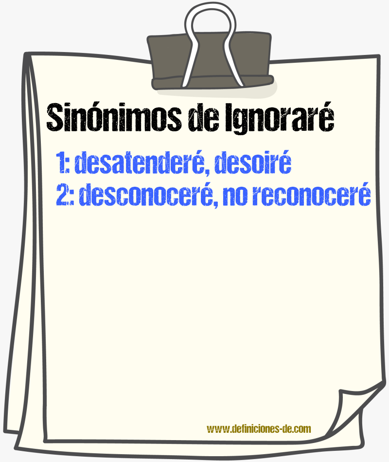 Sinónimos de ignoraré