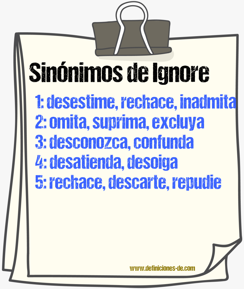 Sinónimos de ignore