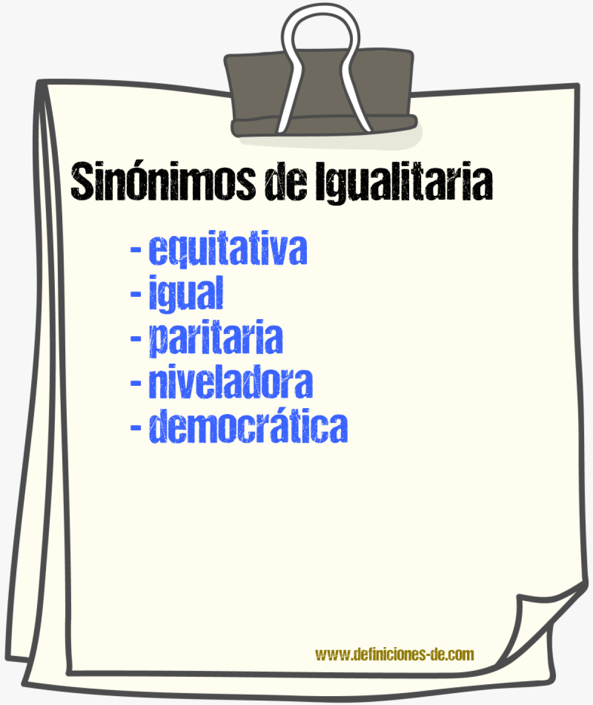 Sinónimos de igualitaria