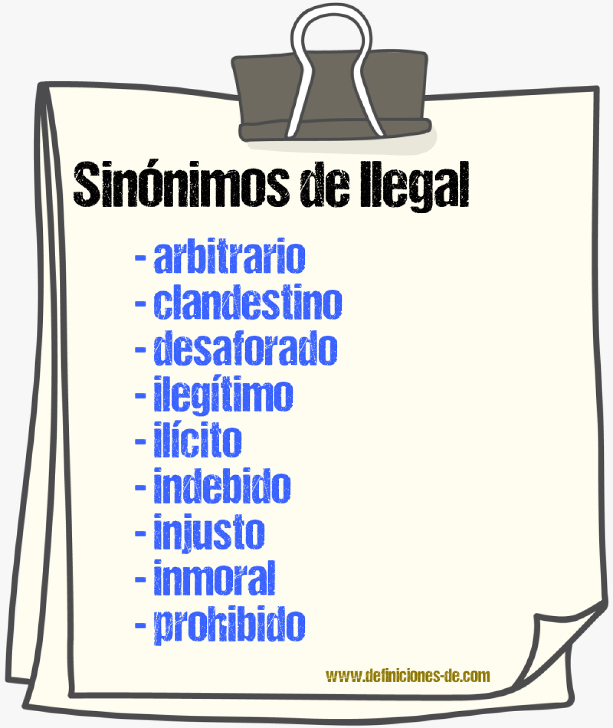 Sinónimos de ilegal