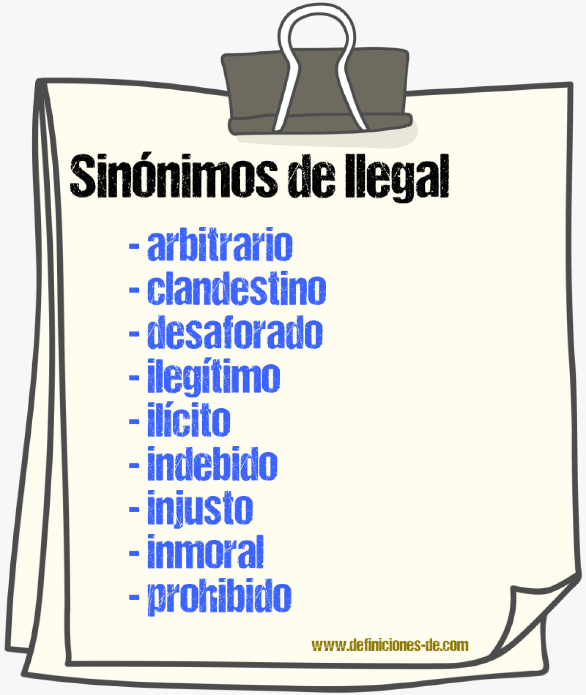 Sinnimos de ilegal