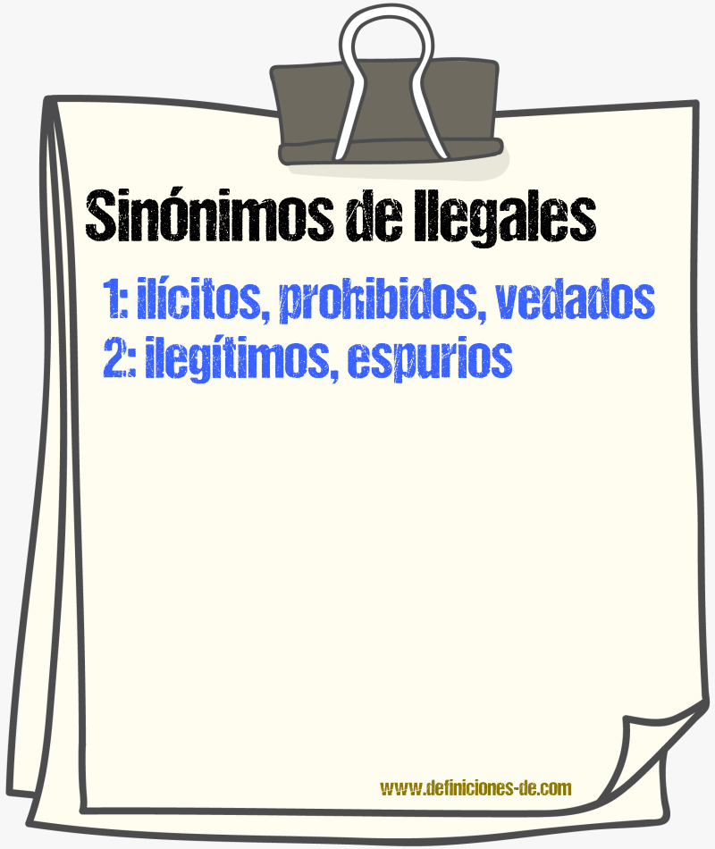 Sinónimos de ilegales