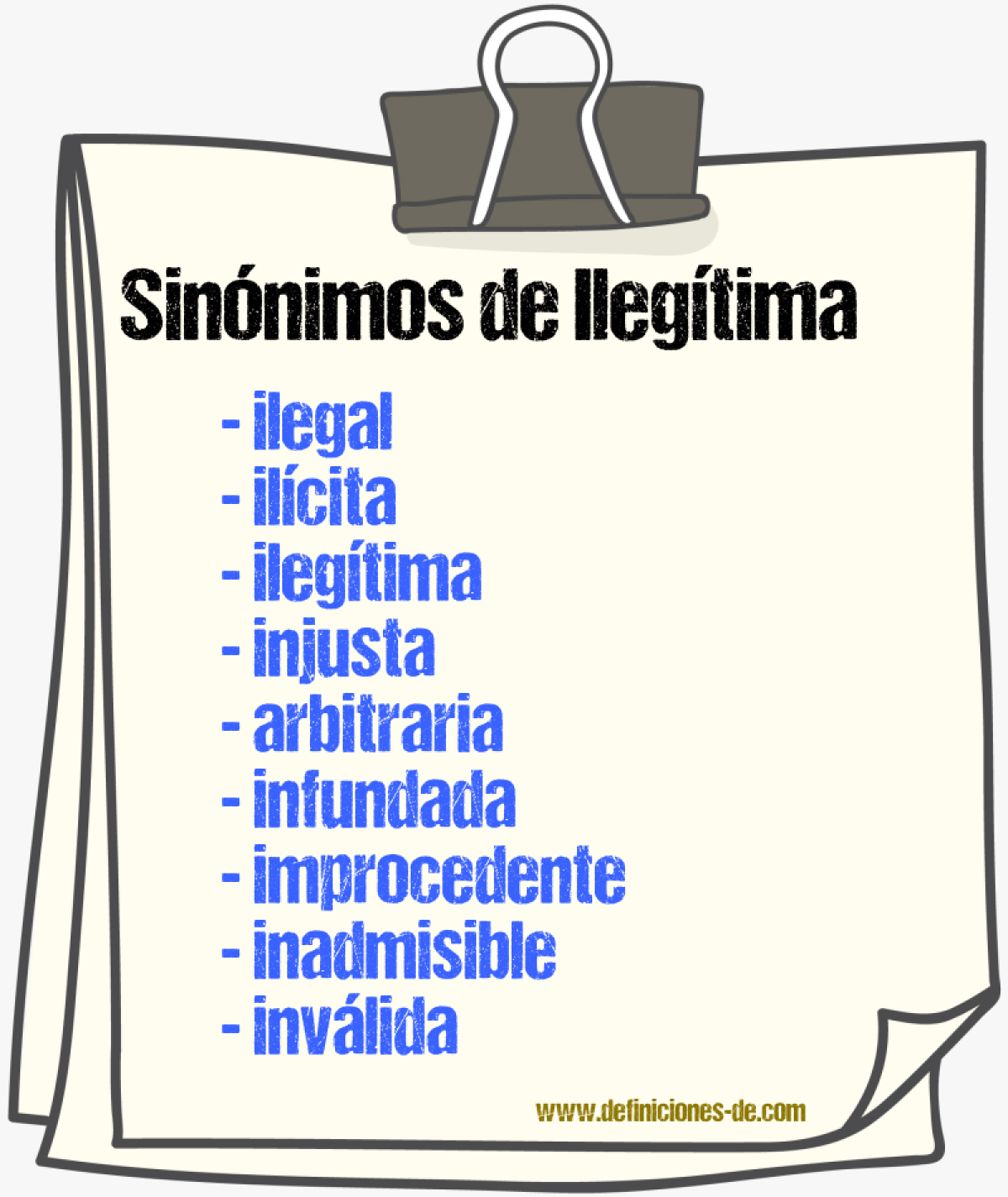 Sinónimos de ilegítima