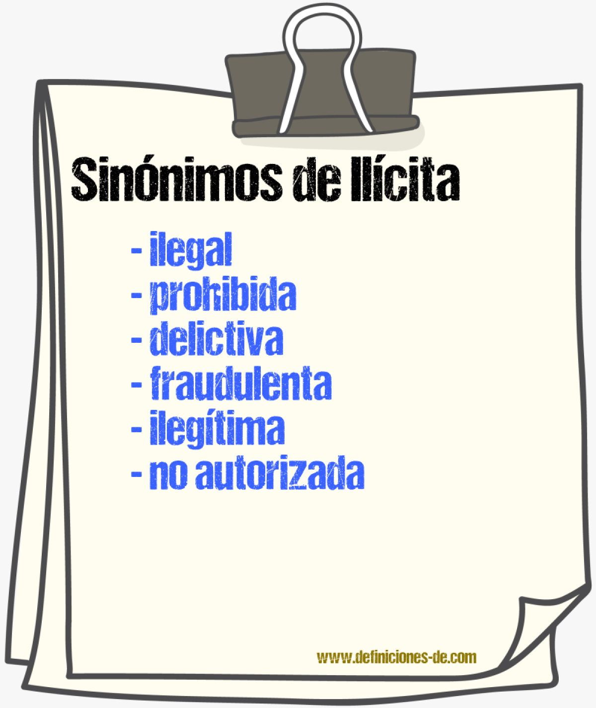 Sinónimos de ilícita