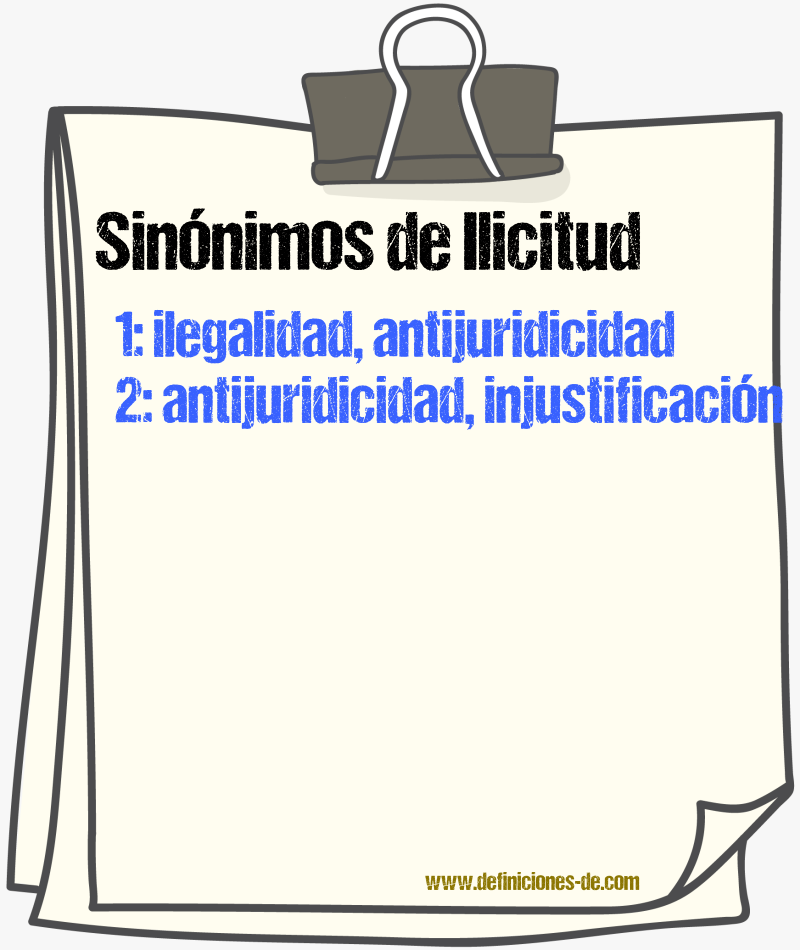 Sinónimos de ilicitud