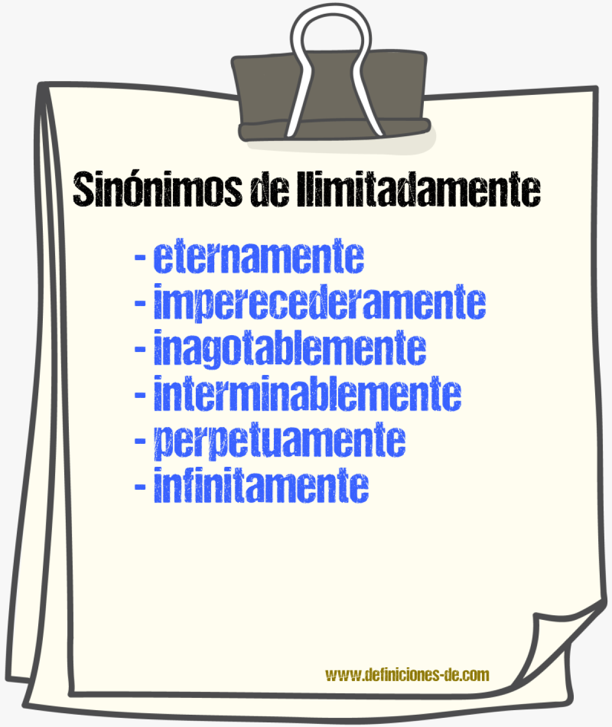 Sinnimos de ilimitadamente