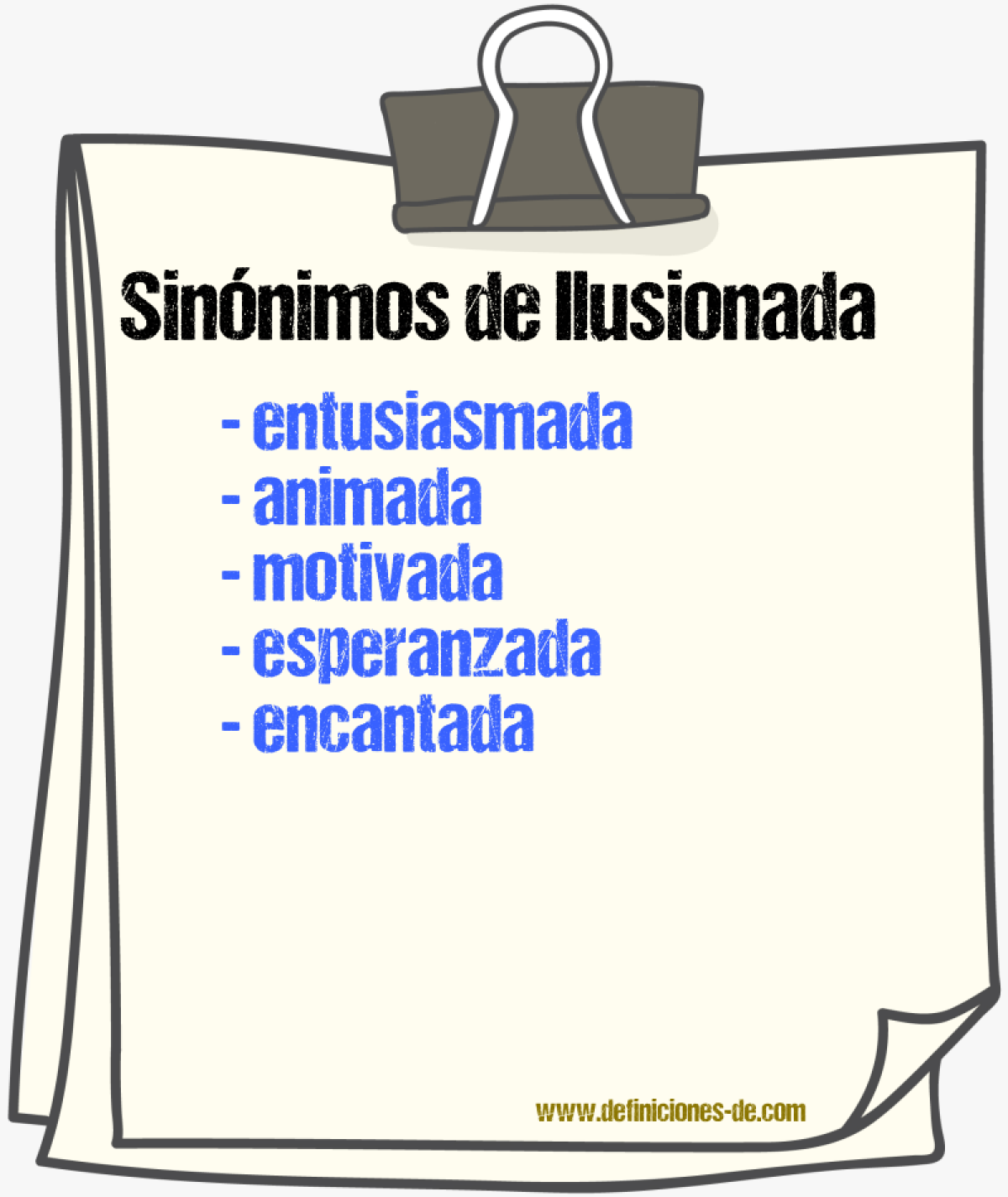 Sinónimos de ilusionada