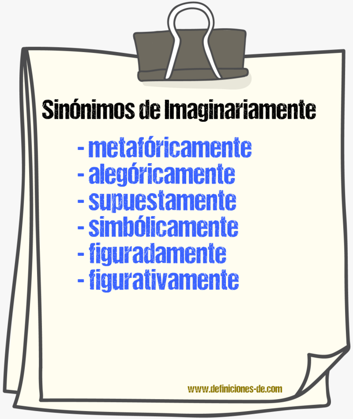 Sinnimos de imaginariamente