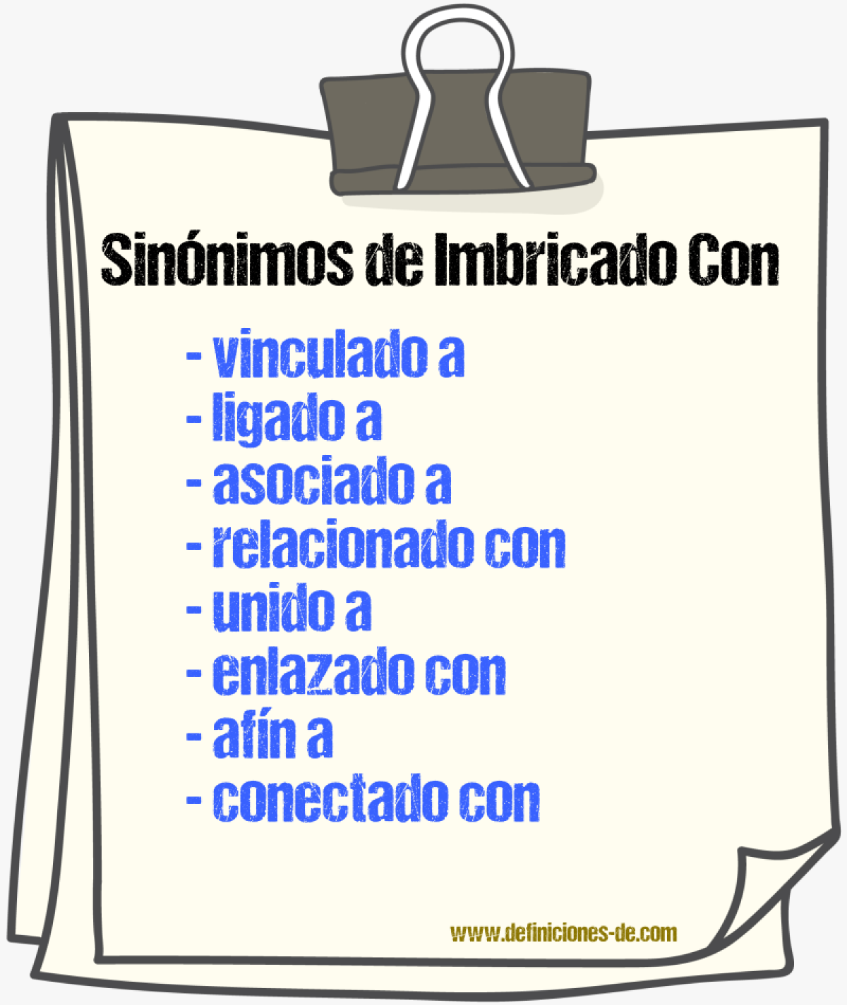 Sinónimos de imbricado con