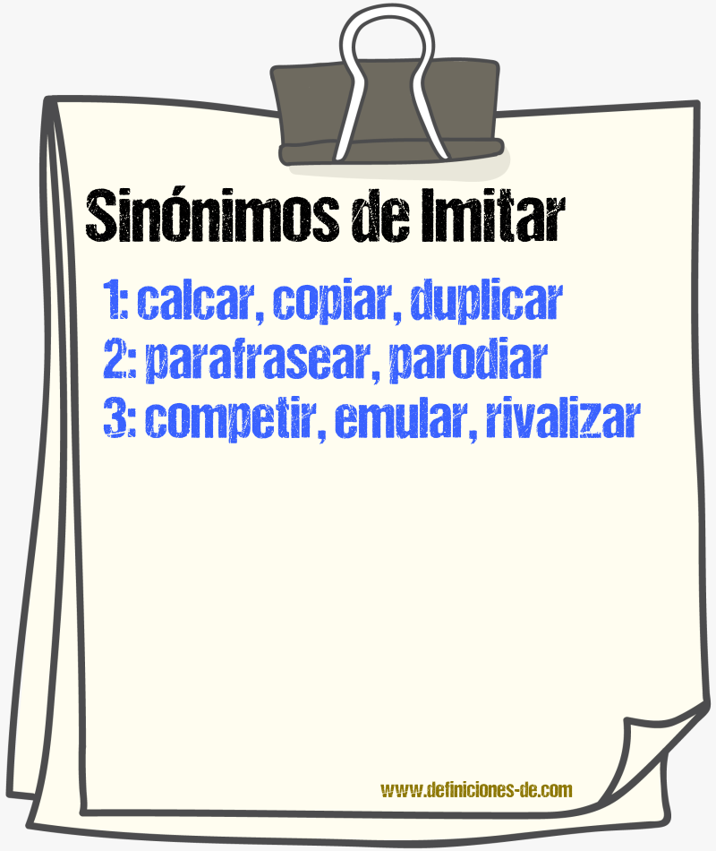 Sinnimos de imitar