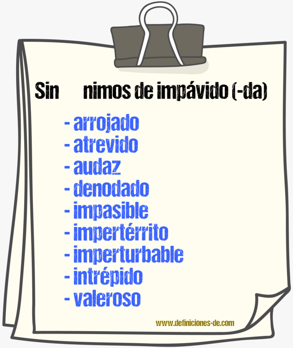 Sinnimos de impvido