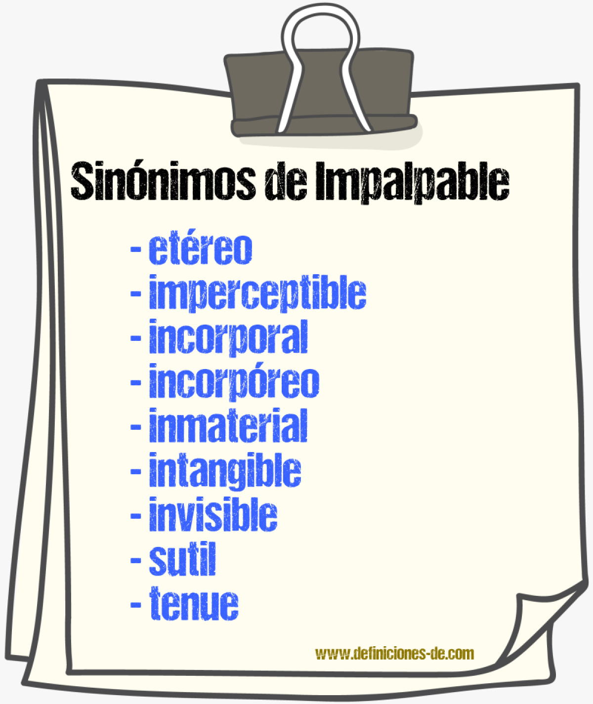 Sinnimos de impalpable