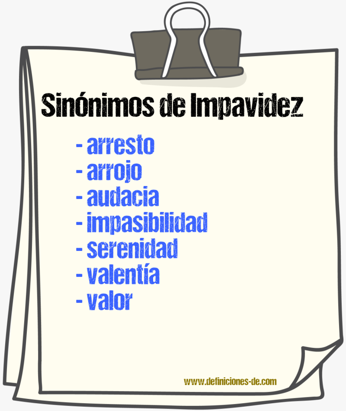 Sinnimos de impavidez