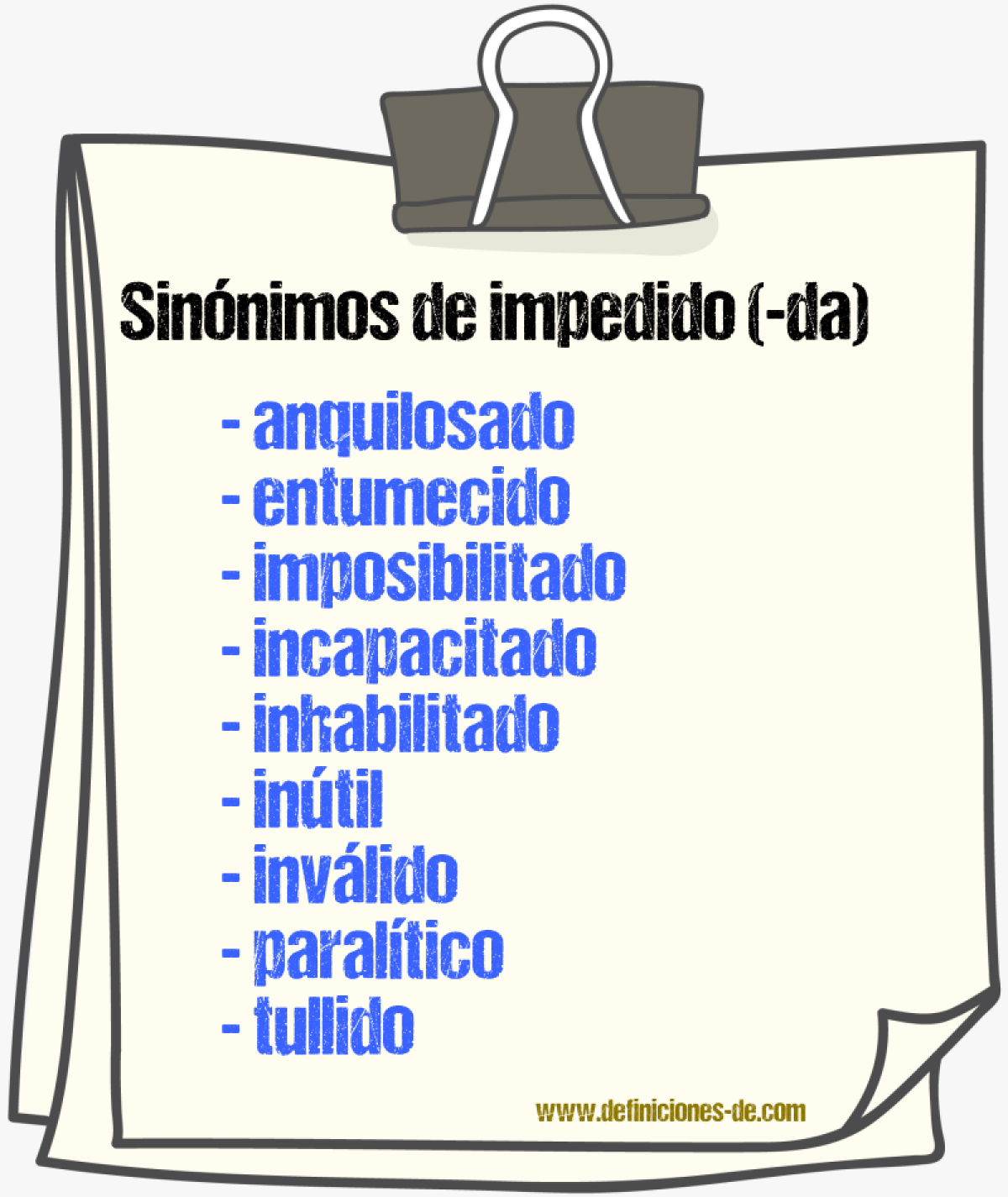 Sinnimos de impedido