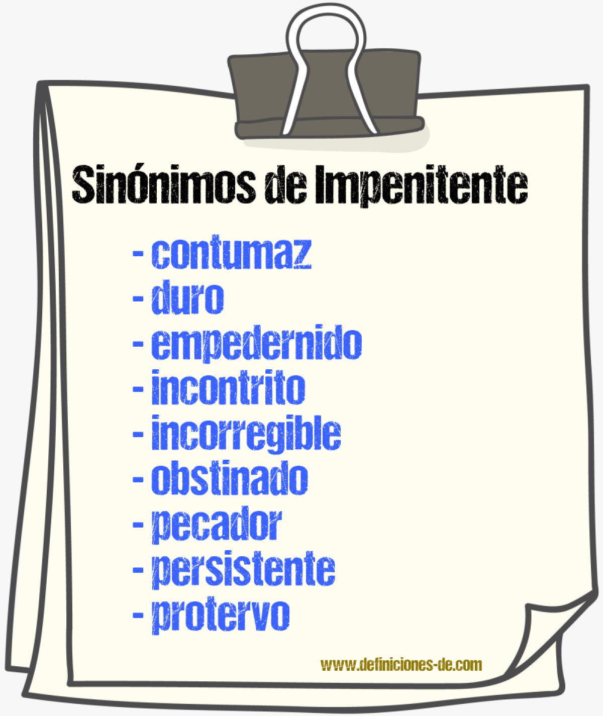 Sinnimos de impenitente