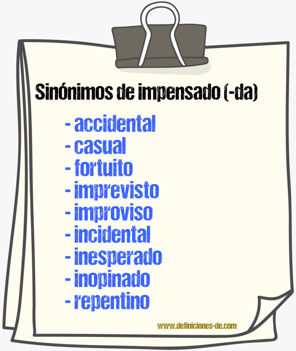 Sinnimos de impensado