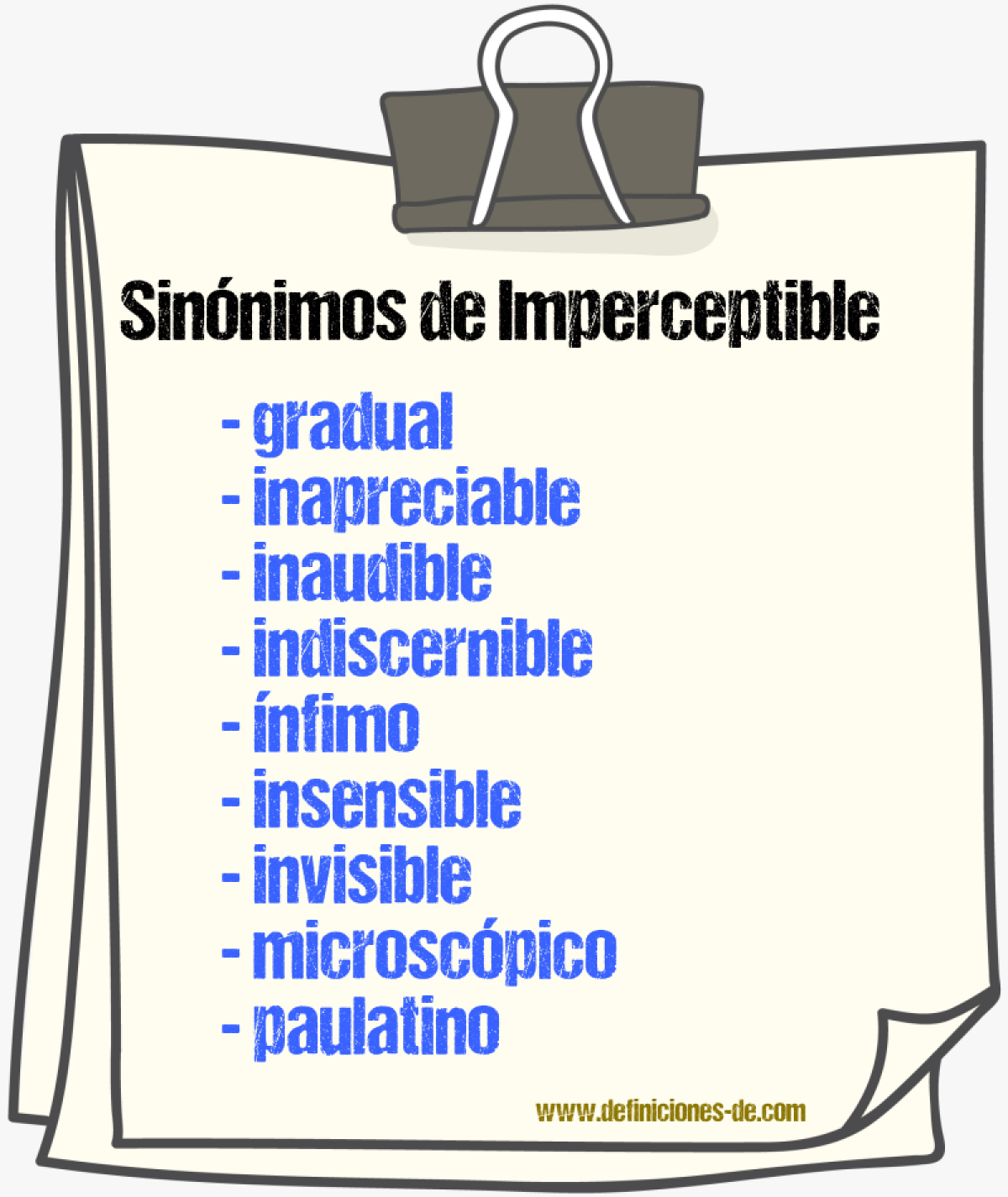 Sinnimos de imperceptible