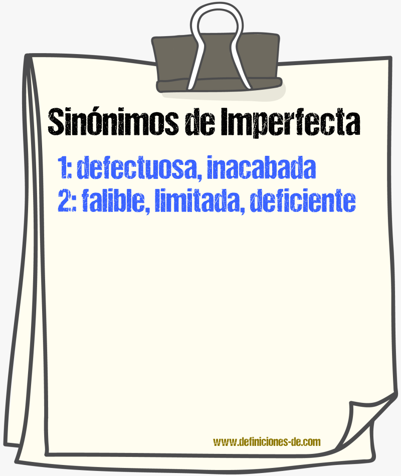 Sinónimos de imperfecta