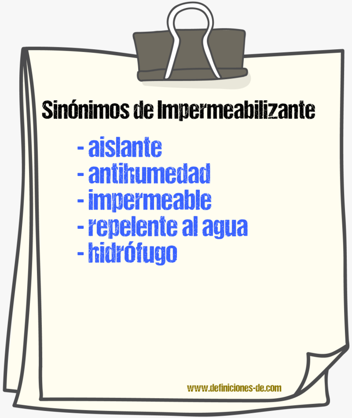 Sinnimos de impermeabilizante