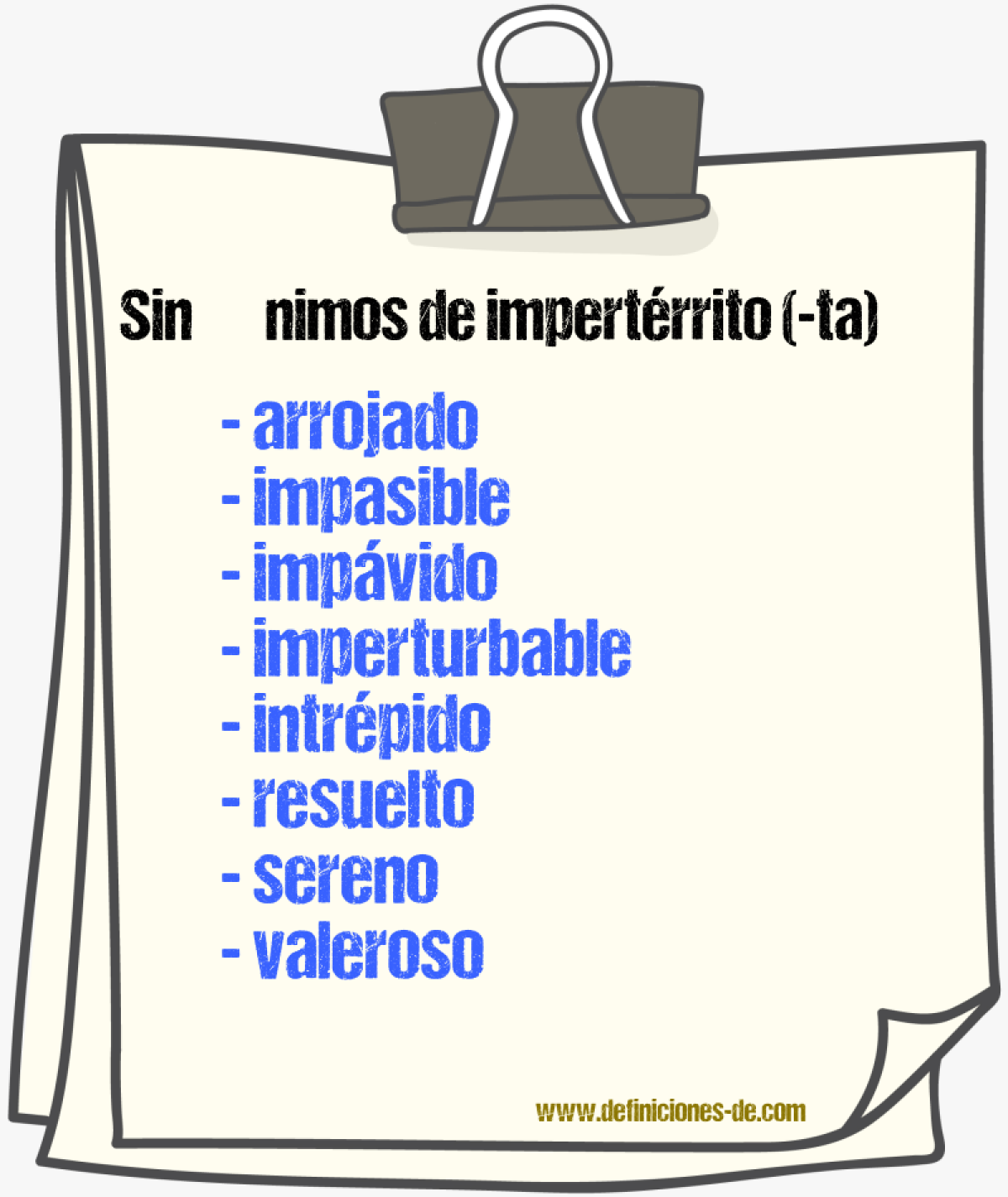 Sinnimos de impertrrito