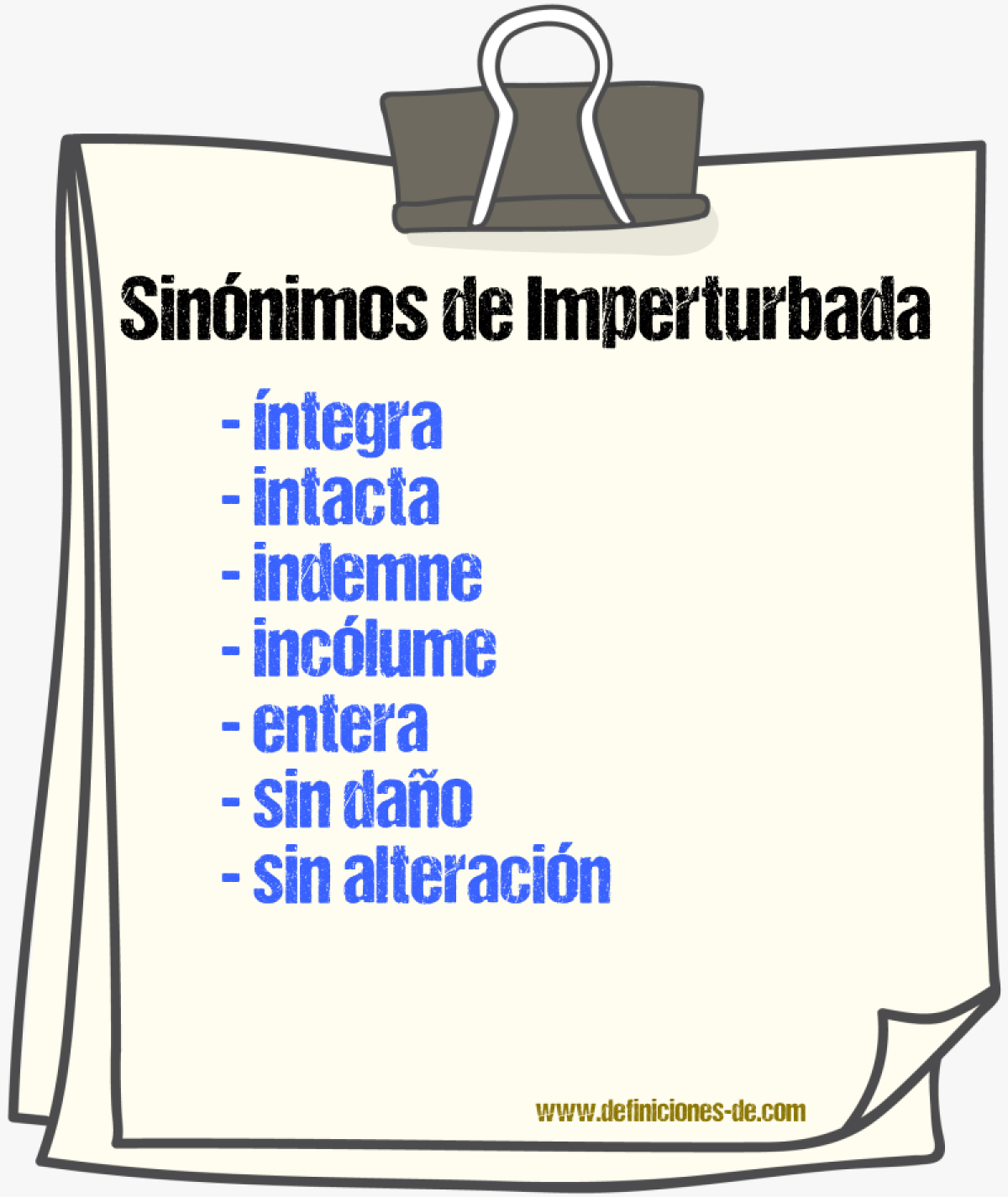 Sinónimos de imperturbada